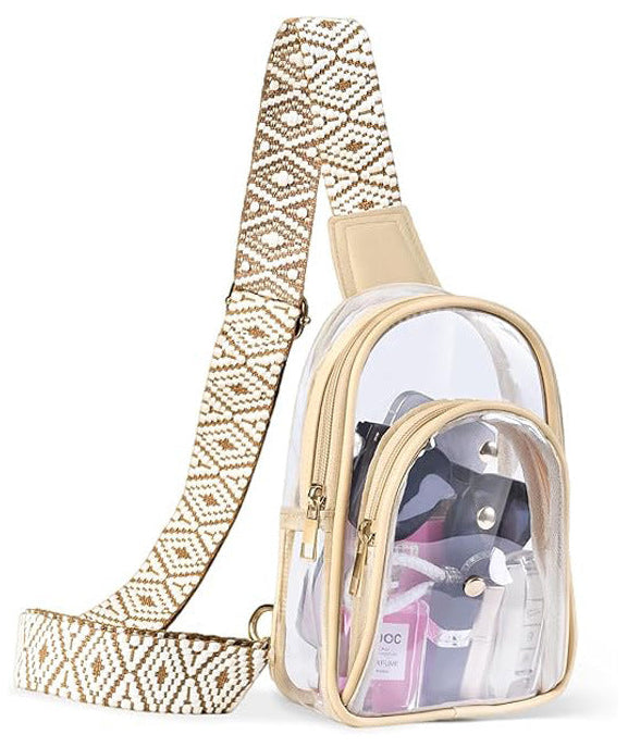 Clear PVC Sling Backpack Crossbody Bag Stadium Chest Bag