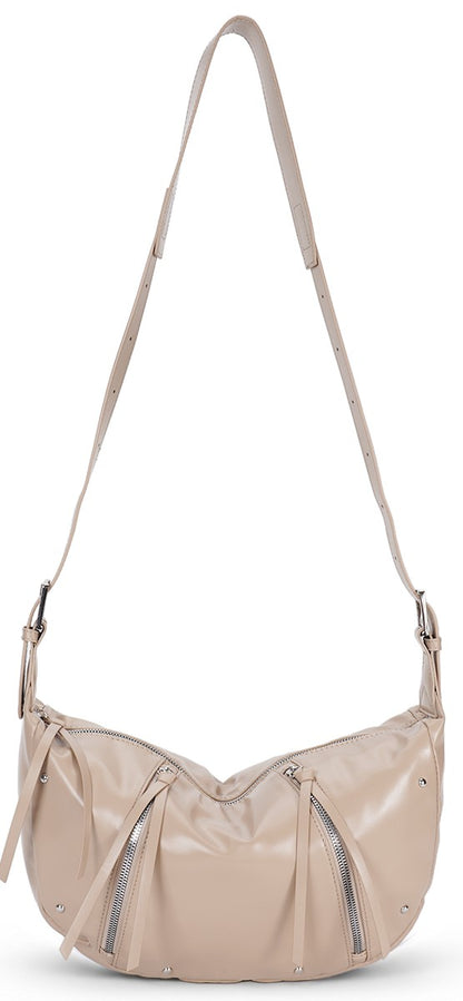 Moto Crescent Crossbody Bag Rivet Shoulder Purse