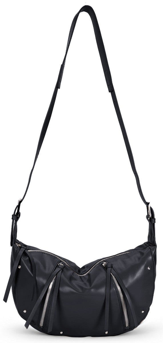 Moto Crescent Crossbody Bag Rivet Shoulder Purse