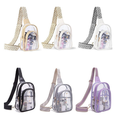 Clear PVC Sling Backpack Crossbody Bag Stadium Chest Bag