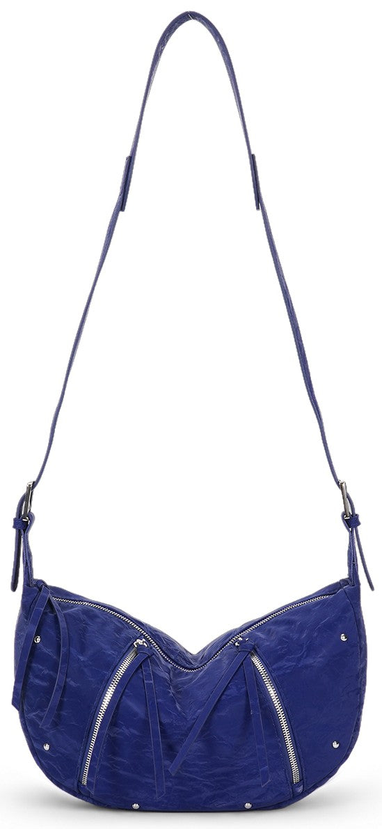 Moto Crescent Crossbody Bag Rivet Shoulder Purse
