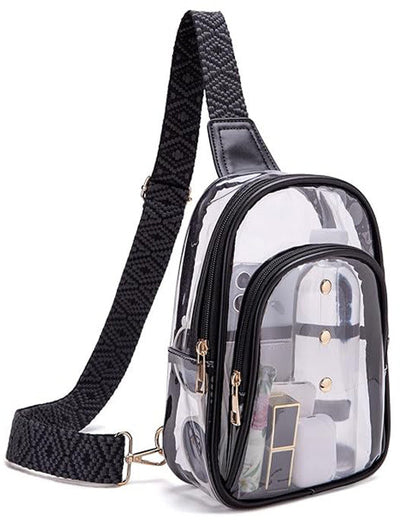 Clear PVC Sling Backpack Crossbody Bag Stadium Chest Bag