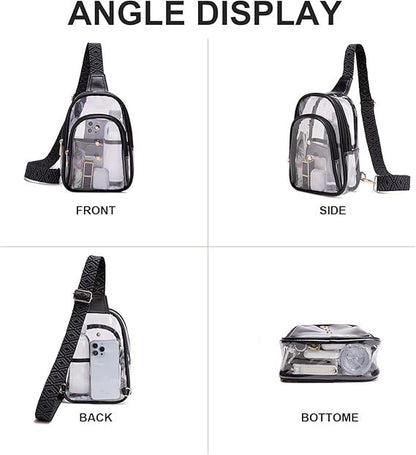 Clear PVC Sling Backpack Crossbody Bag Stadium Chest Bag