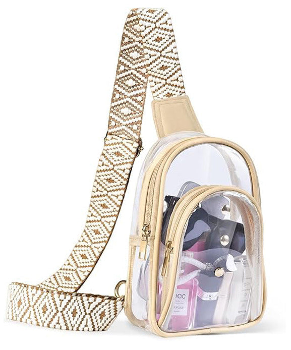 Clear PVC Sling Backpack Crossbody Bag Stadium Chest Bag