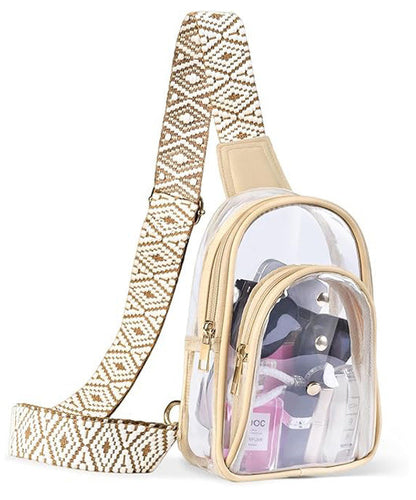 Clear PVC Sling Backpack Crossbody Bag Stadium Chest Bag