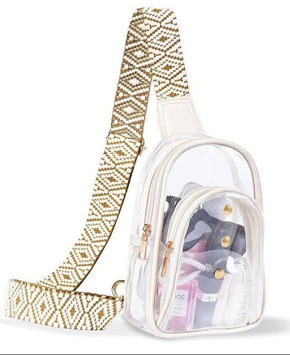 Clear PVC Sling Backpack Crossbody Bag Stadium Chest Bag