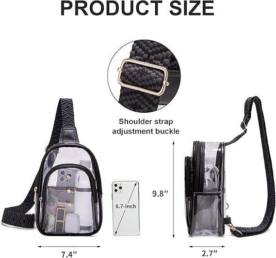 Clear PVC Sling Backpack Crossbody Bag Stadium Chest Bag