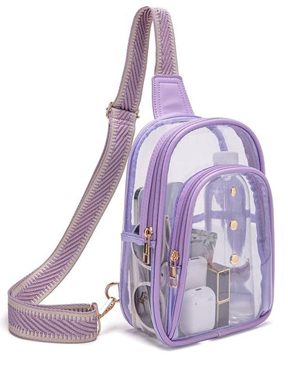 Clear PVC Sling Backpack Crossbody Bag Stadium Chest Bag