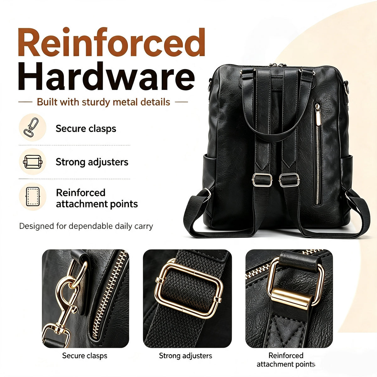 Convertible Backpack Purse Crossbody Tote Bag For Work