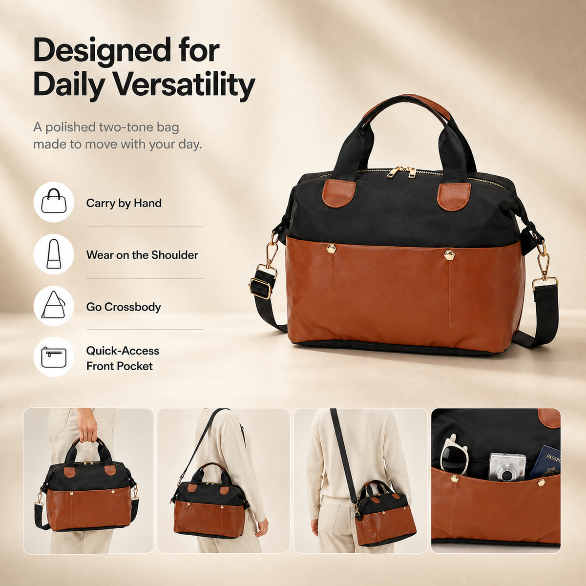 Boston Crossbody Bag  Hand Tote Everyday Satchel Handbag
