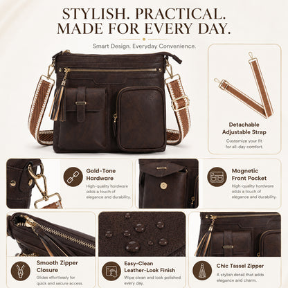 Multi Pocket Crossbody Bag Purse