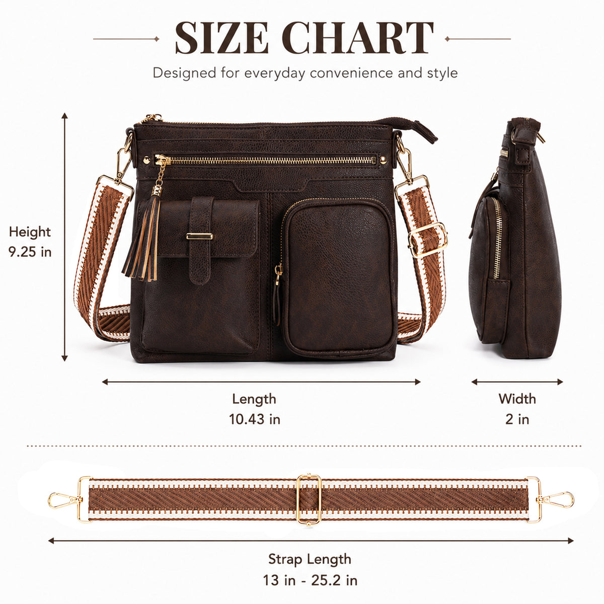 Multi Pocket Crossbody Bag Purse