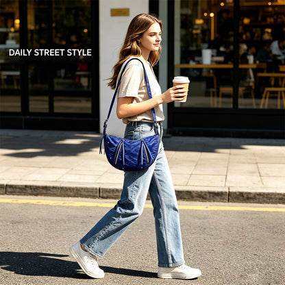 Moto Crescent Crossbody Bag Rivet Shoulder Purse