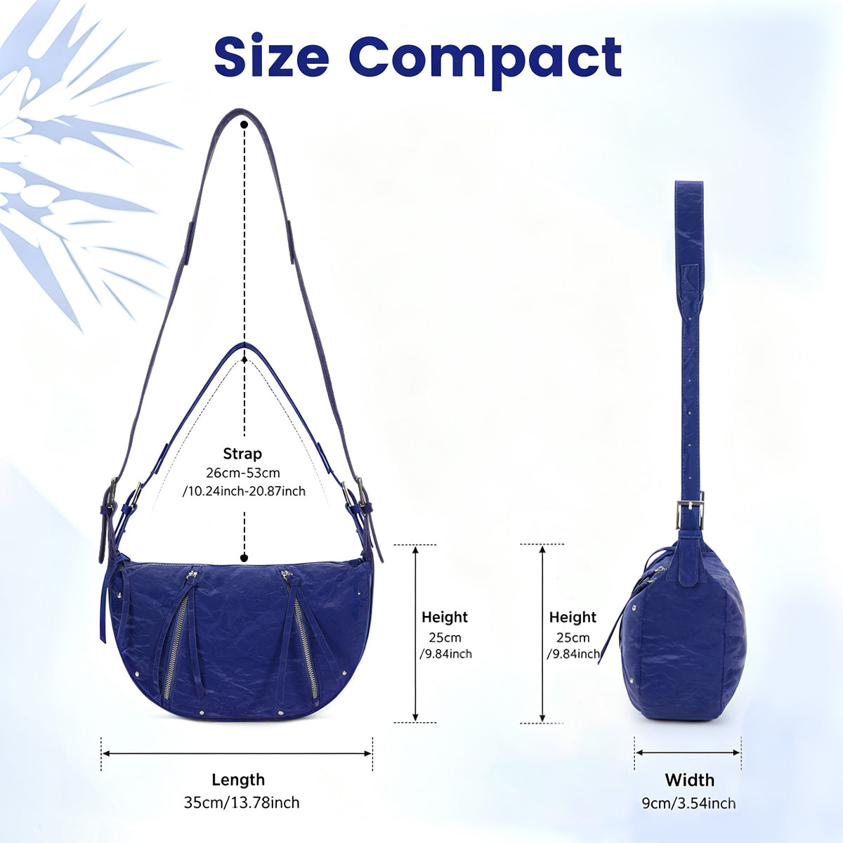 Moto Crescent Crossbody Bag Rivet Shoulder Purse