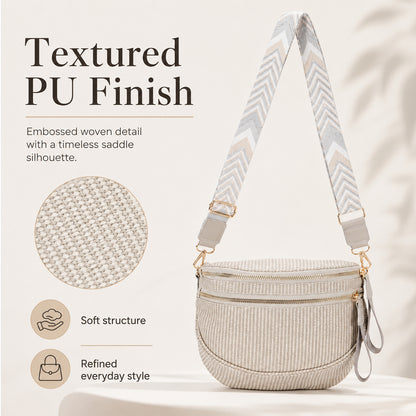 Woven Crossbody Bag Handy Shoulder Bag Saddle Purse