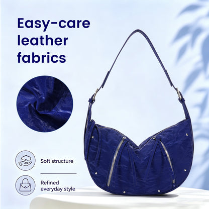 Moto Crescent Crossbody Bag Rivet Shoulder Purse