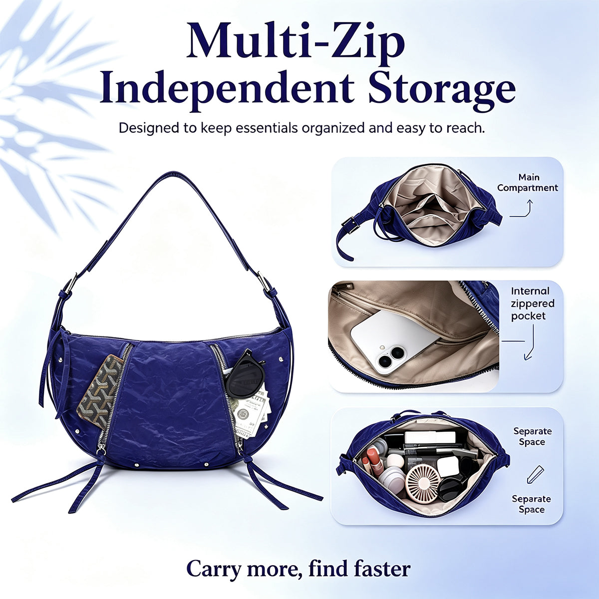 Moto Crescent Crossbody Bag Rivet Shoulder Purse