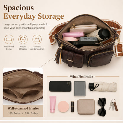 Multi Pocket Crossbody Bag Purse