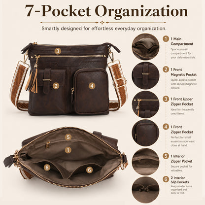 Multi Pocket Crossbody Bag Purse