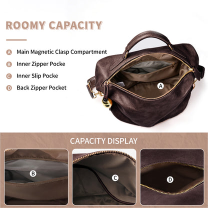 Retro Artificial Leather Boston Handbag With Pendant Accessories