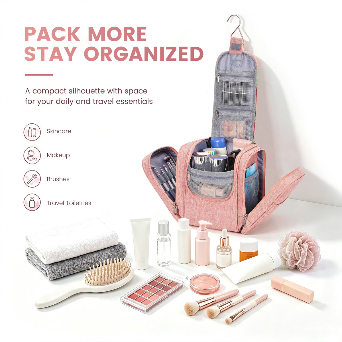 Toiletry Bag Travel Multi-Compartment Makeup Organizer Bag