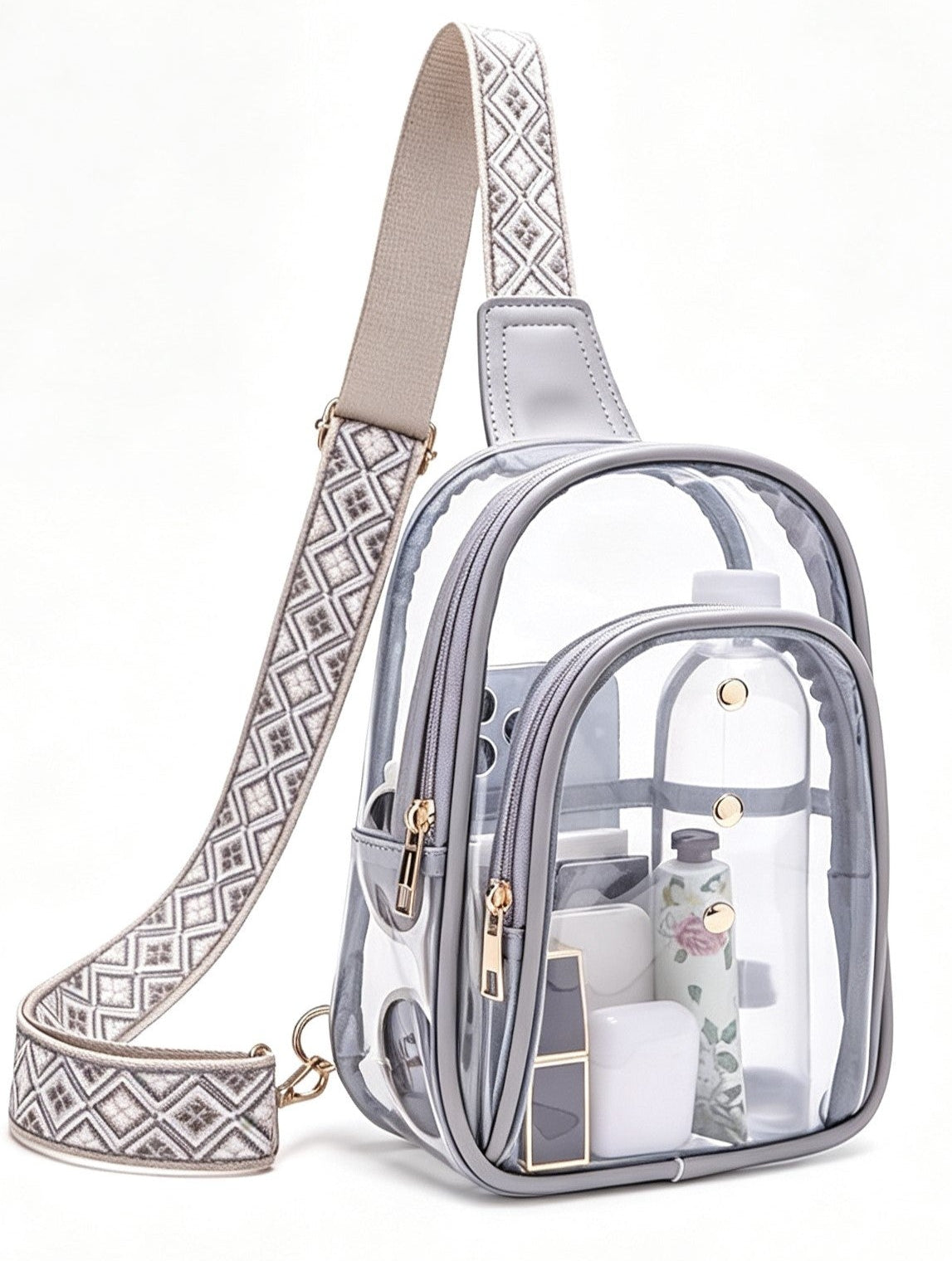 Clear PVC Sling Backpack Crossbody Bag Stadium Chest Bag