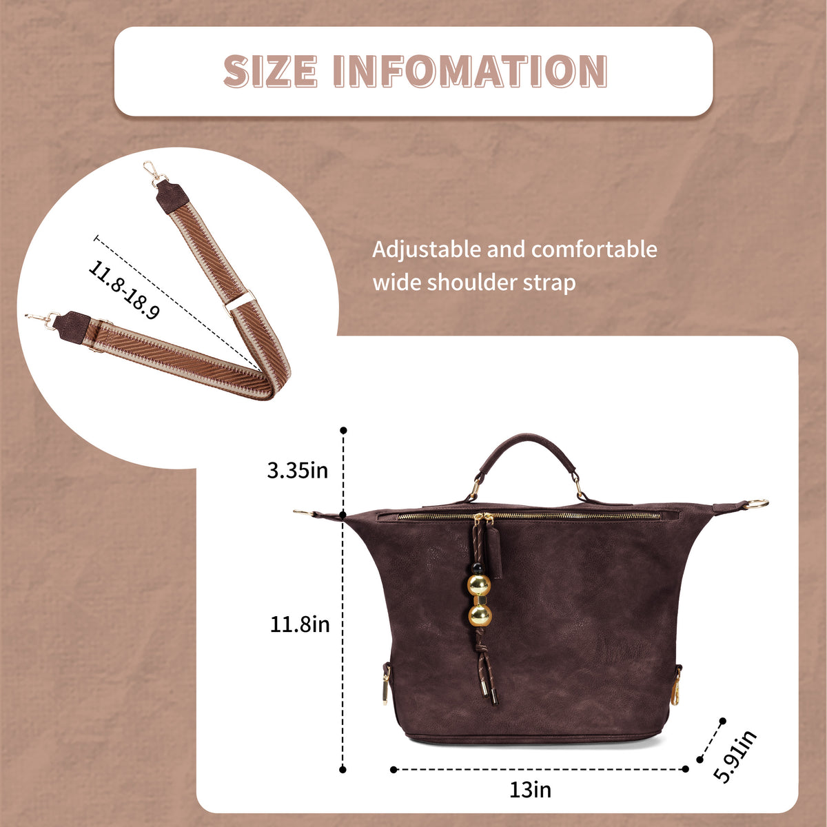 Retro Artificial Leather Boston Handbag With Pendant Accessories