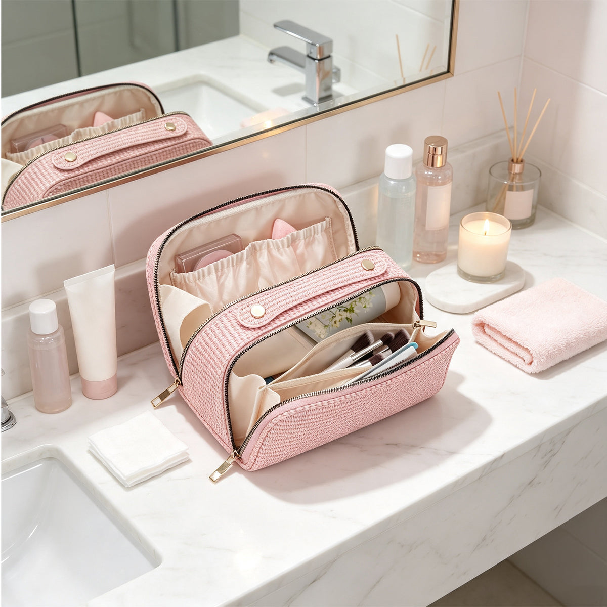 Handheld Makeup Pouch Cosmetic Bag Travel Toiletry Bag