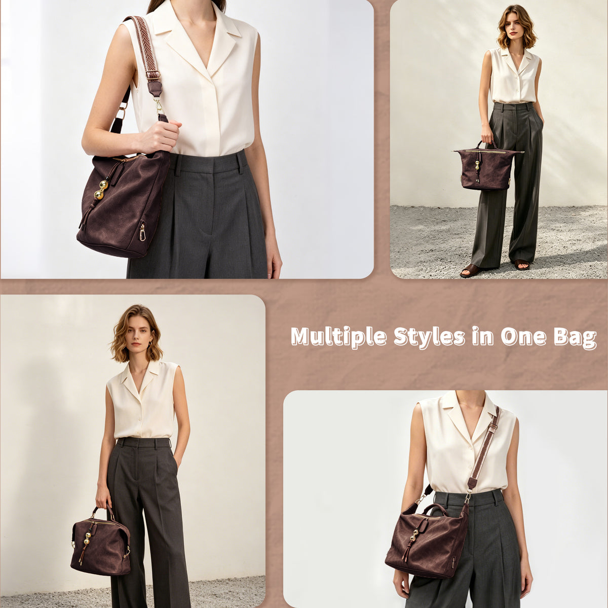 Retro Artificial Leather Boston Handbag With Pendant Accessories