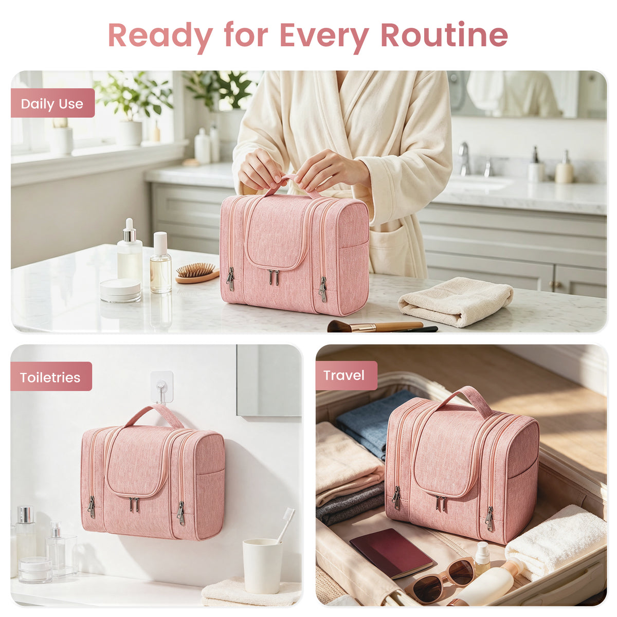 Toiletry Bag Travel Multi-Compartment Makeup Organizer Bag