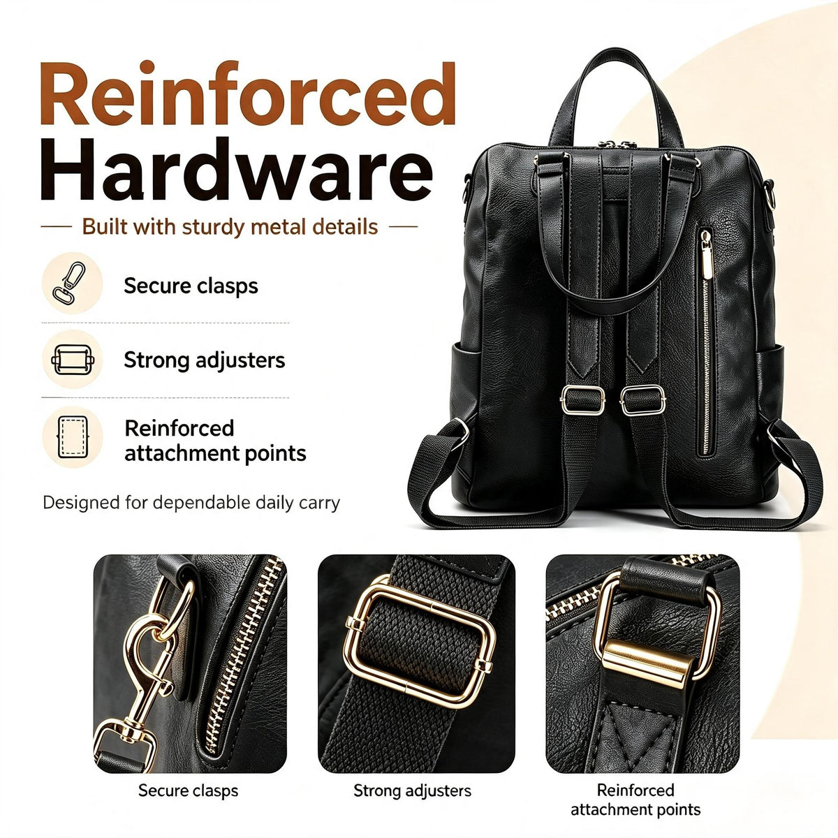 Convertible Backpack Purse Crossbody Tote Bag For Work