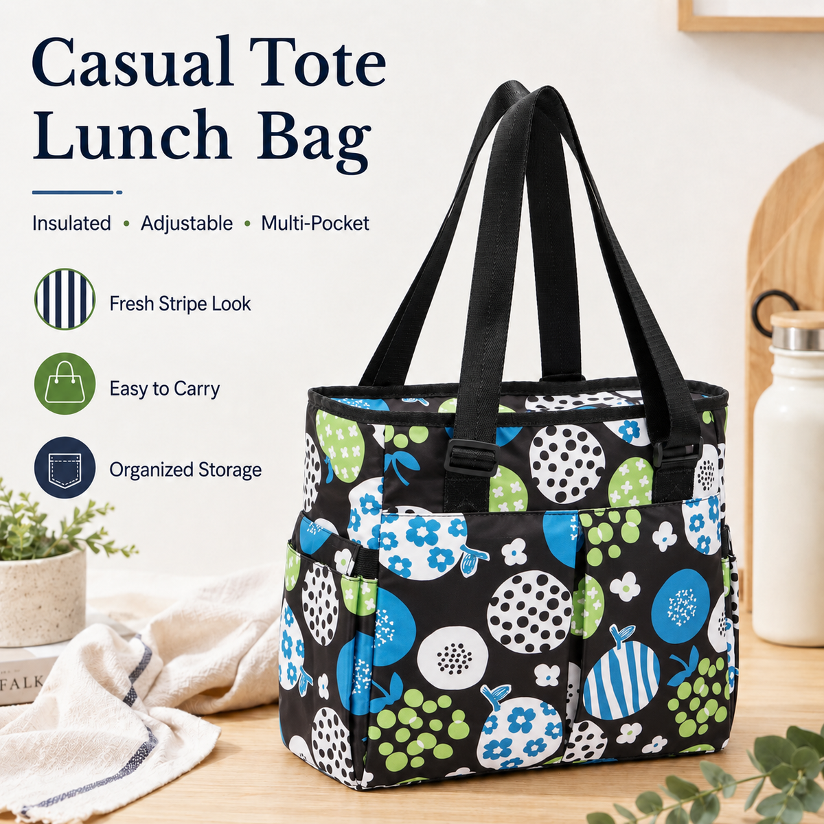 Causal Lunch Shoulder Bag Insulated Beach Tote Handbag