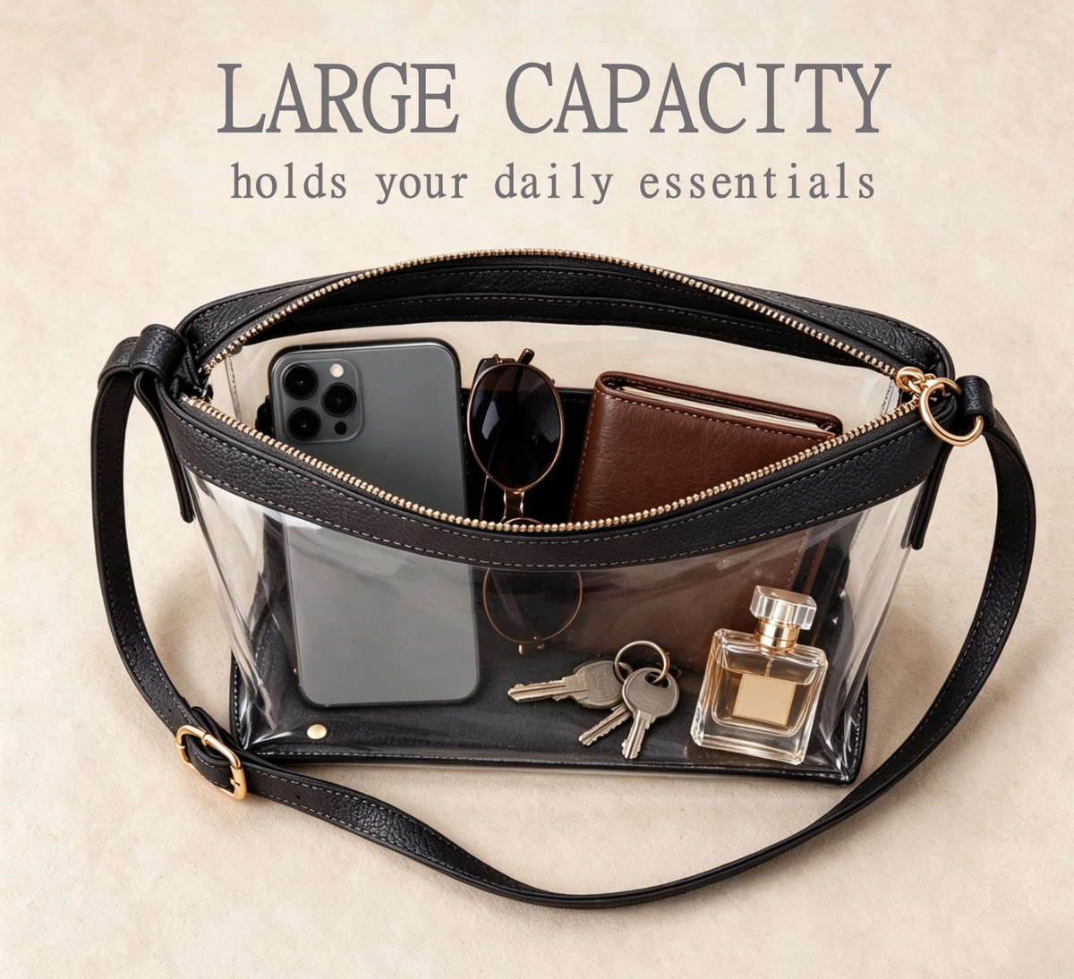 Clear Crossbody Bag Transparent PVC Stadium Shoulder Clutch Purse