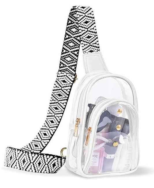 Clear PVC Sling Backpack Crossbody Bag Stadium Chest Bag