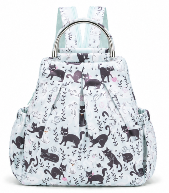 Printed  Floral Backpack Convertible Carryall Bucket Handbag
