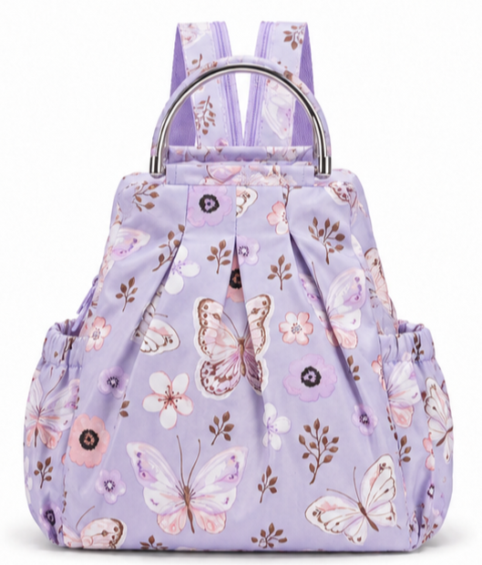 Printed  Floral Backpack Convertible Carryall Bucket Handbag